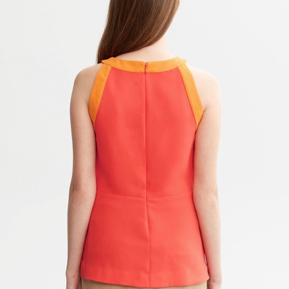 🌹Banana Republic Lava Orange Sleeveless Peplum - Picture 2 of 8